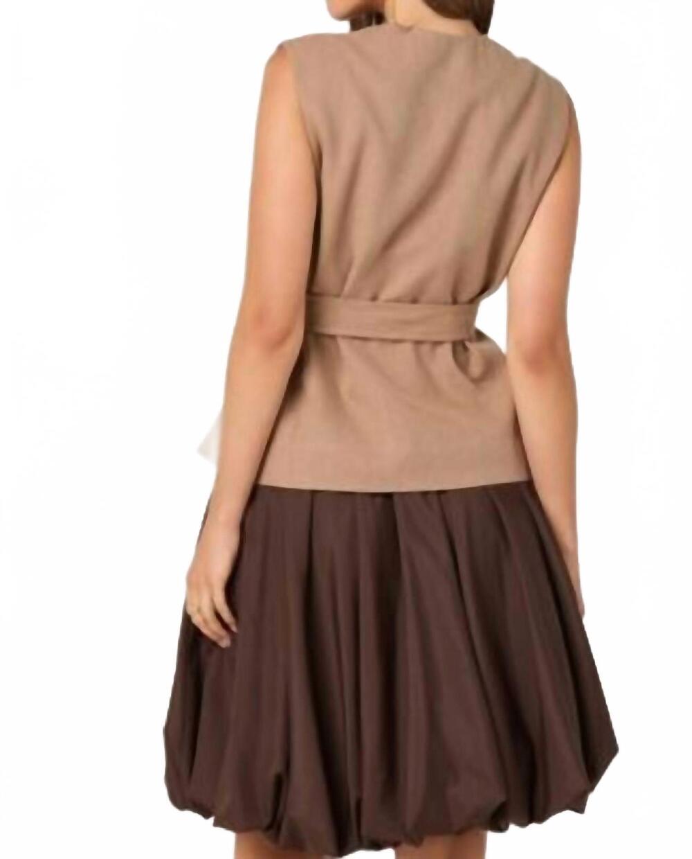 NEW ASTR darrien belted asymmetric vest in beige - Picture 3 of 7